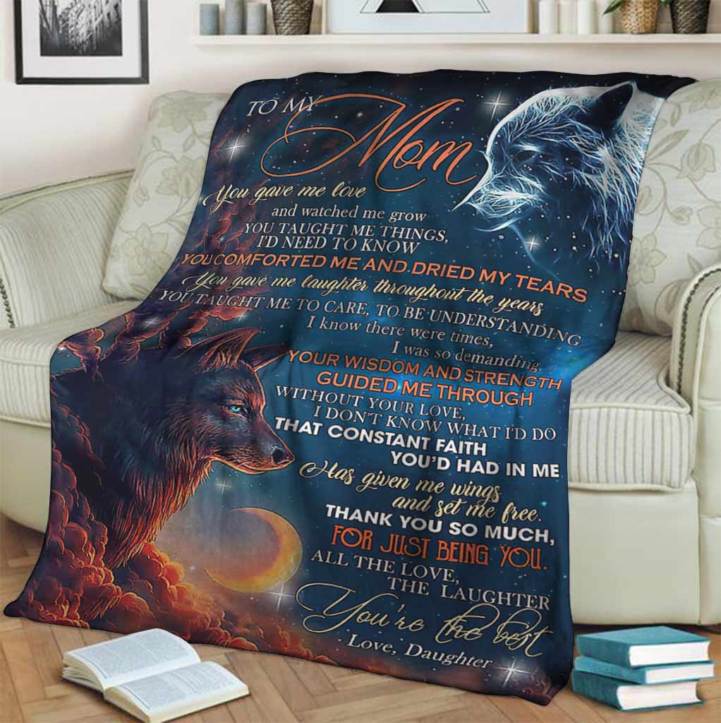Wolf To My Mom Thank You Flannel Blanket For Bed Sofa And Reading Nook Decor