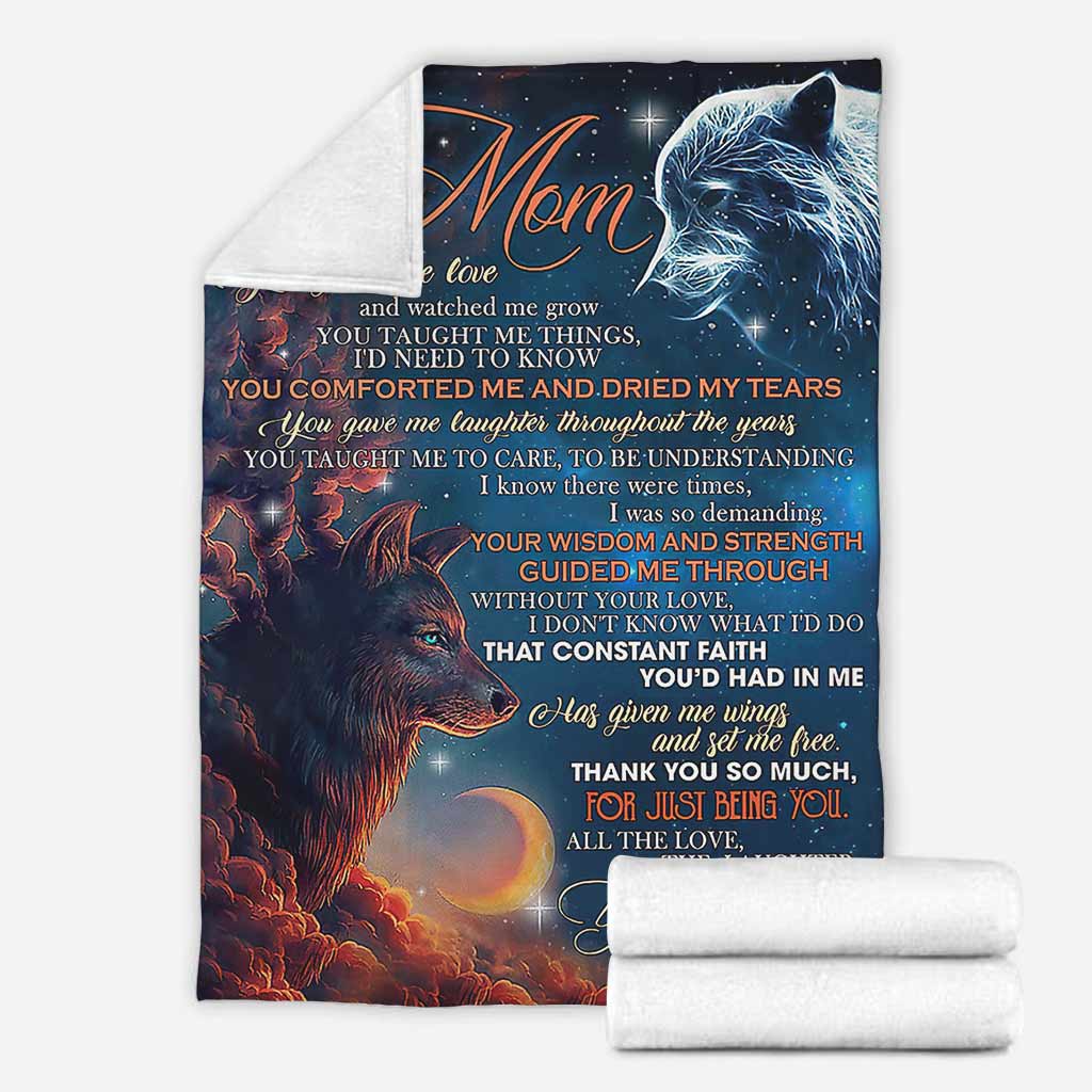 Wolf To My Mom Thank You Flannel Blanket For Cozy Home Lounging And Gifting