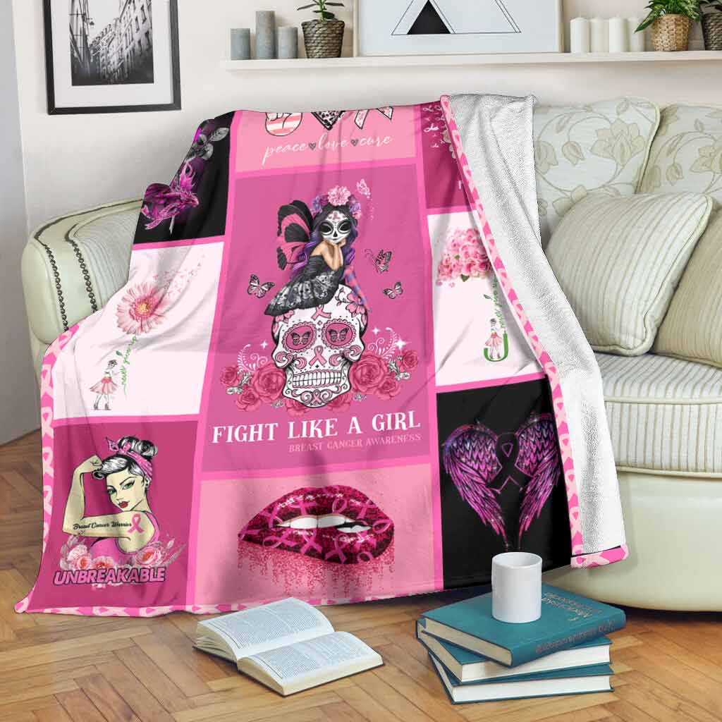 Breast Cancer Awareness Brave Support Message Flannel Blanket For Cozy Home Lounging And Gifting