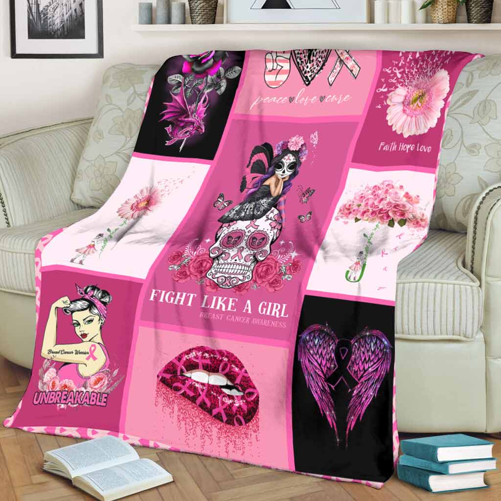 Breast Cancer Awareness Brave Support Message Flannel Blanket For Living Room And Bedroom Styling