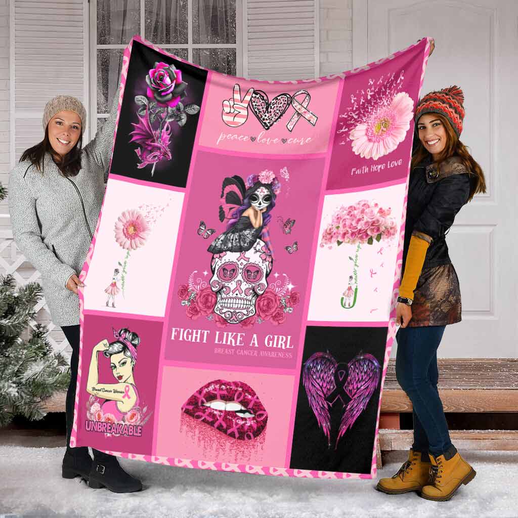 Breast Cancer Awareness Brave Support Message Flannel Blanket For Relaxing At Home And Travel