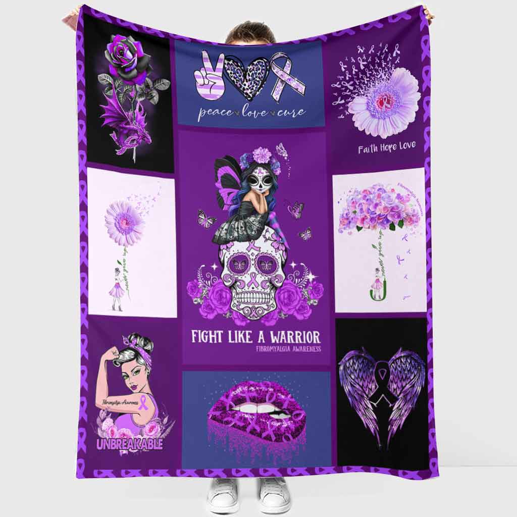 Fibromyalgia Awareness Fight Like A Warrior Flannel Blanket For Living Room And Bedroom Styling