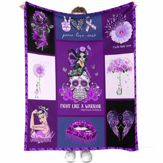 Fibromyalgia Awareness Fight Like A Warrior 50 x 60 Inch Flannel Blanket For Cozy Bedroom And Sofa Decor