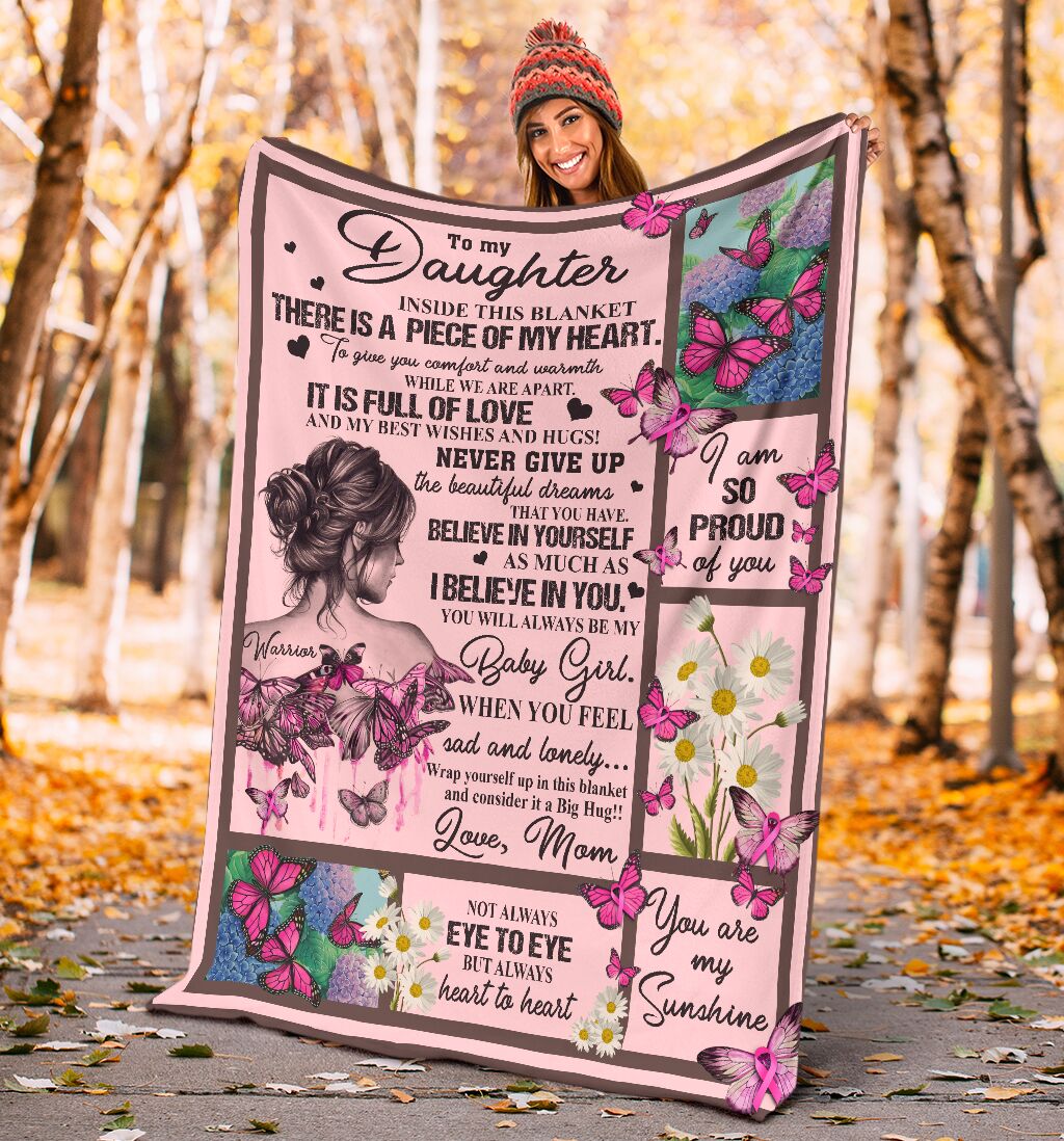 Breast Cancer Awareness Butterfly Flannel Blanket For Bed Sofa And Reading Nook Decor