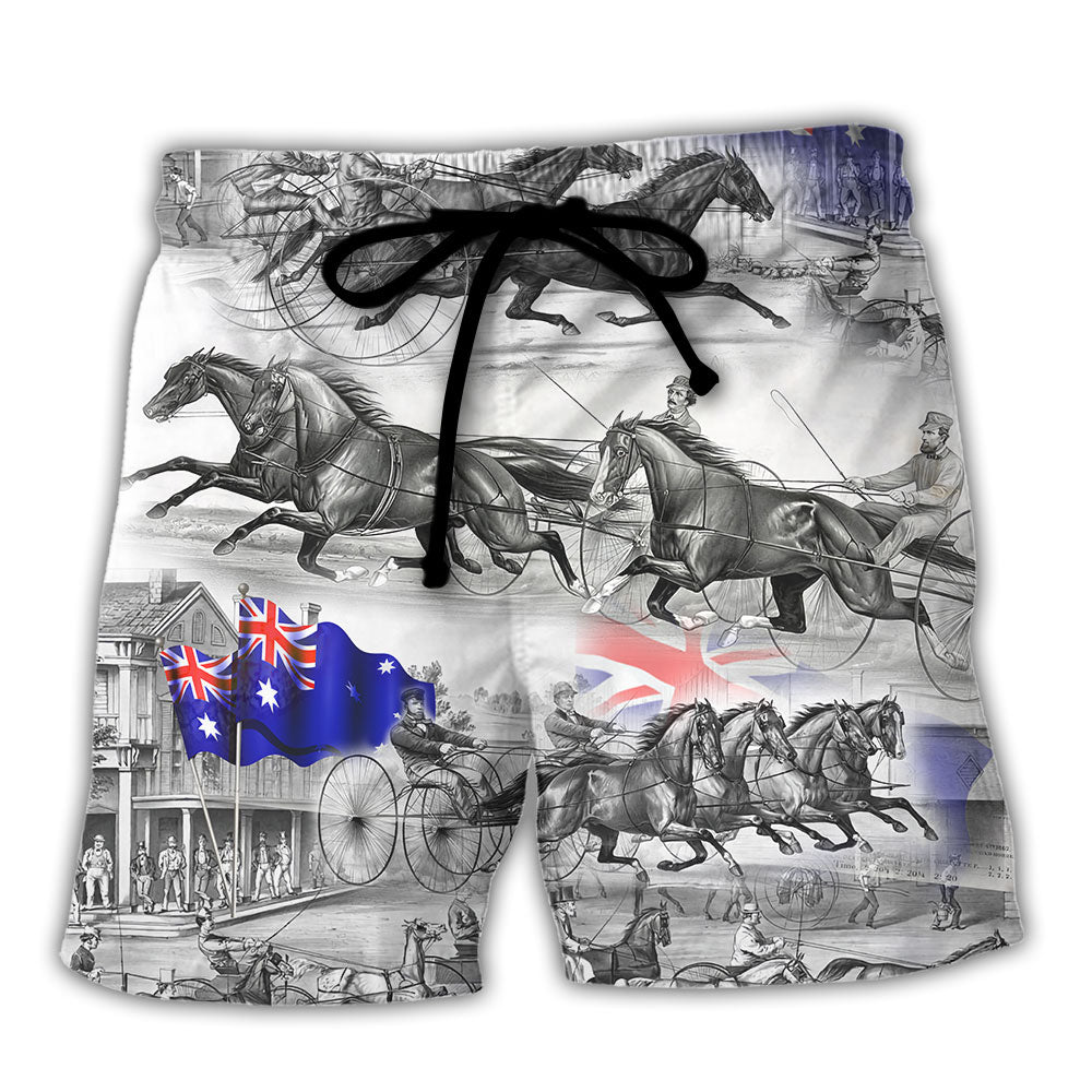 Harness Racing Horse Road Australia Flag – Beach Short