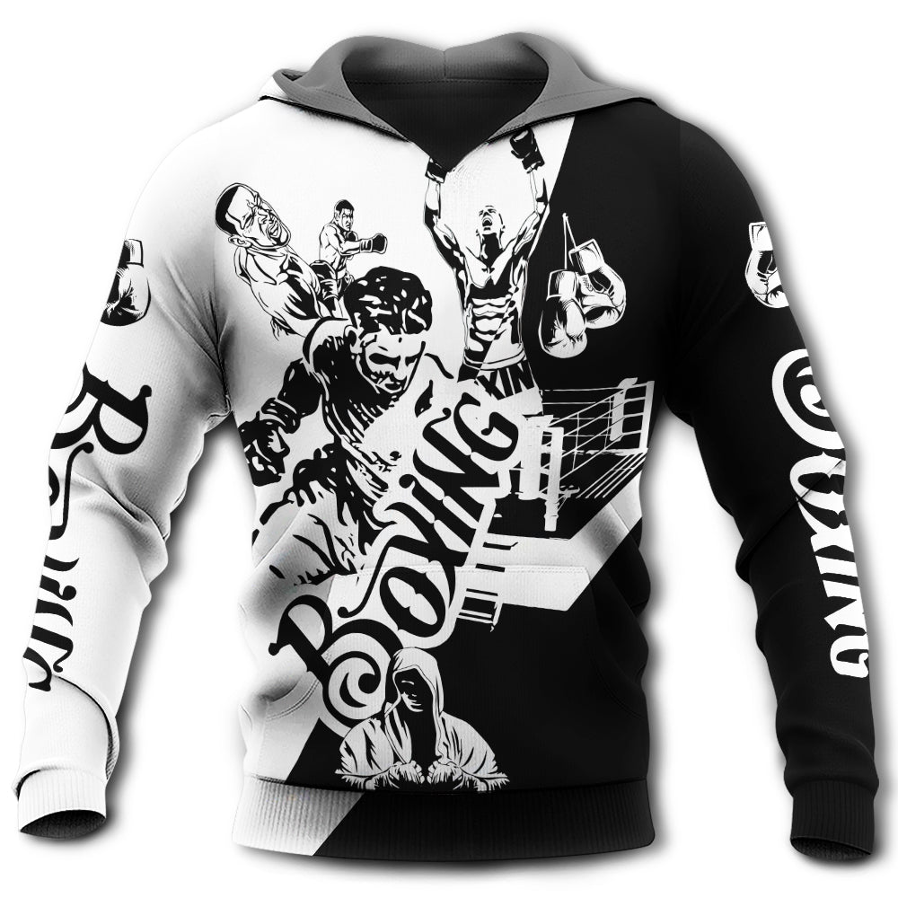 Boxing Spirit Black And White Art – 3D Hoodie