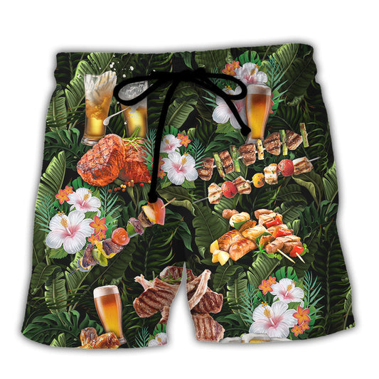 BBQ Beer Meat Smoking Grilling Pit Master Funny - Beach Short