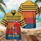 Funny Rooster Attitude Horizontal Stripes - Hawaiian Shirt
