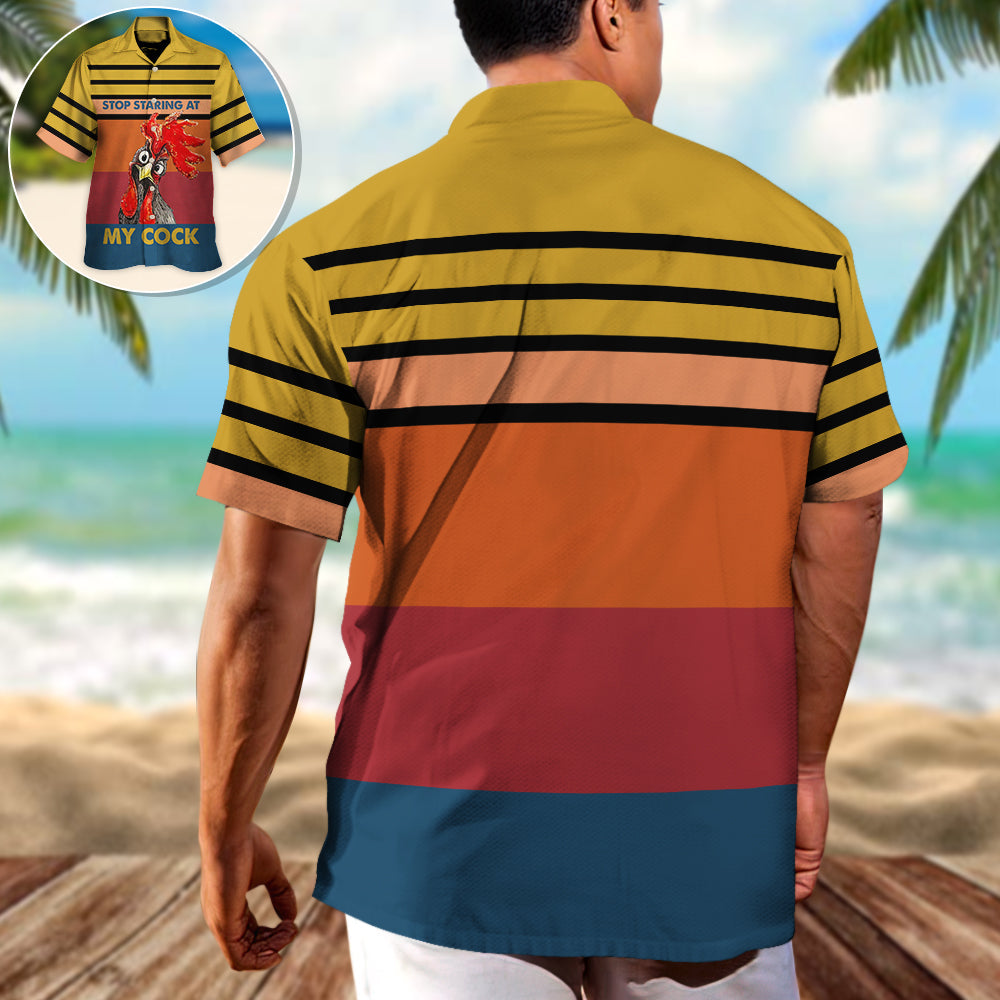 Funny Rooster Attitude Horizontal Stripes - Hawaiian Shirt
