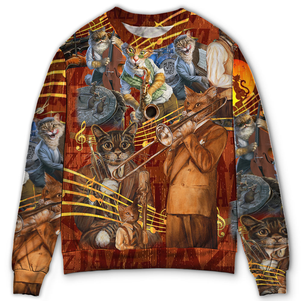 Jazz Music Lover Cat Style – Sweater - Ugly Christmas Sweater