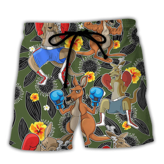 Kangaroo Boxing Tropical Funny Vibe – Beach Short