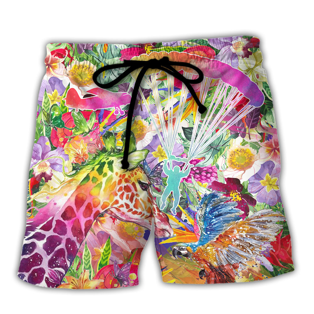 Parasailing Born To Fly Forced To Work Colorful Style - Beach Short