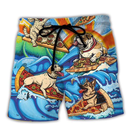 Surfing Dog Pizza Surfing Boy Cooler Surf Humor – Beach Short