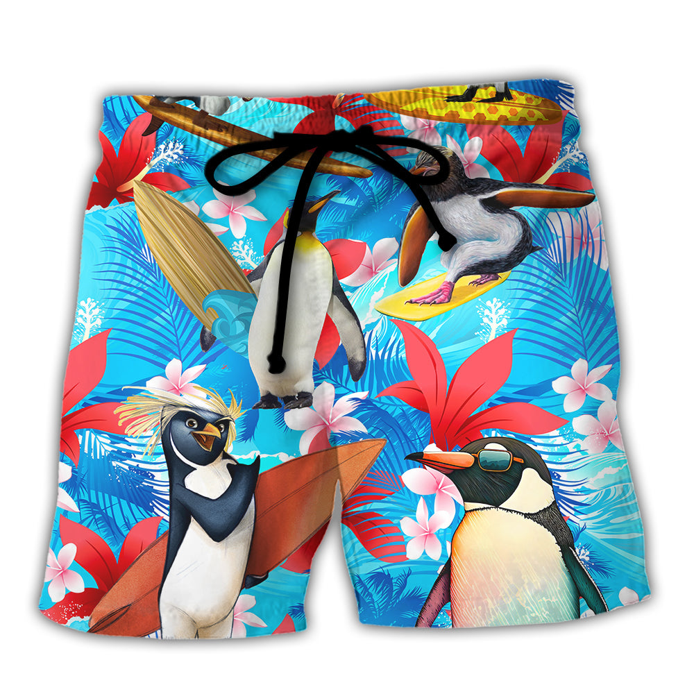 Surfing Funny Penguin Dad Cooler Surf Theme – Beach Short