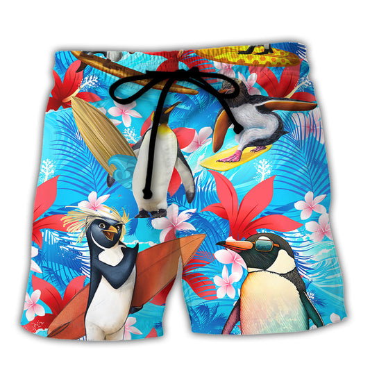 Surfing Funny Penguin Dad Cooler Surf Theme – Beach Short