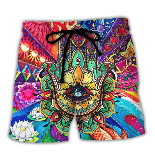 Yoga Hamsa An Eye Makes The World Go Blind Quote – Beach Short