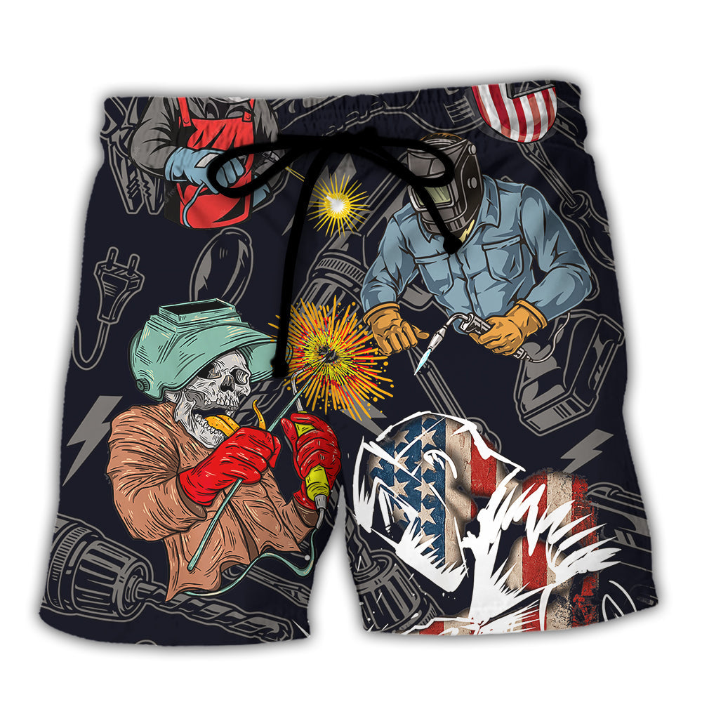 Welding Saved Me Funny Welder - Beach Short
