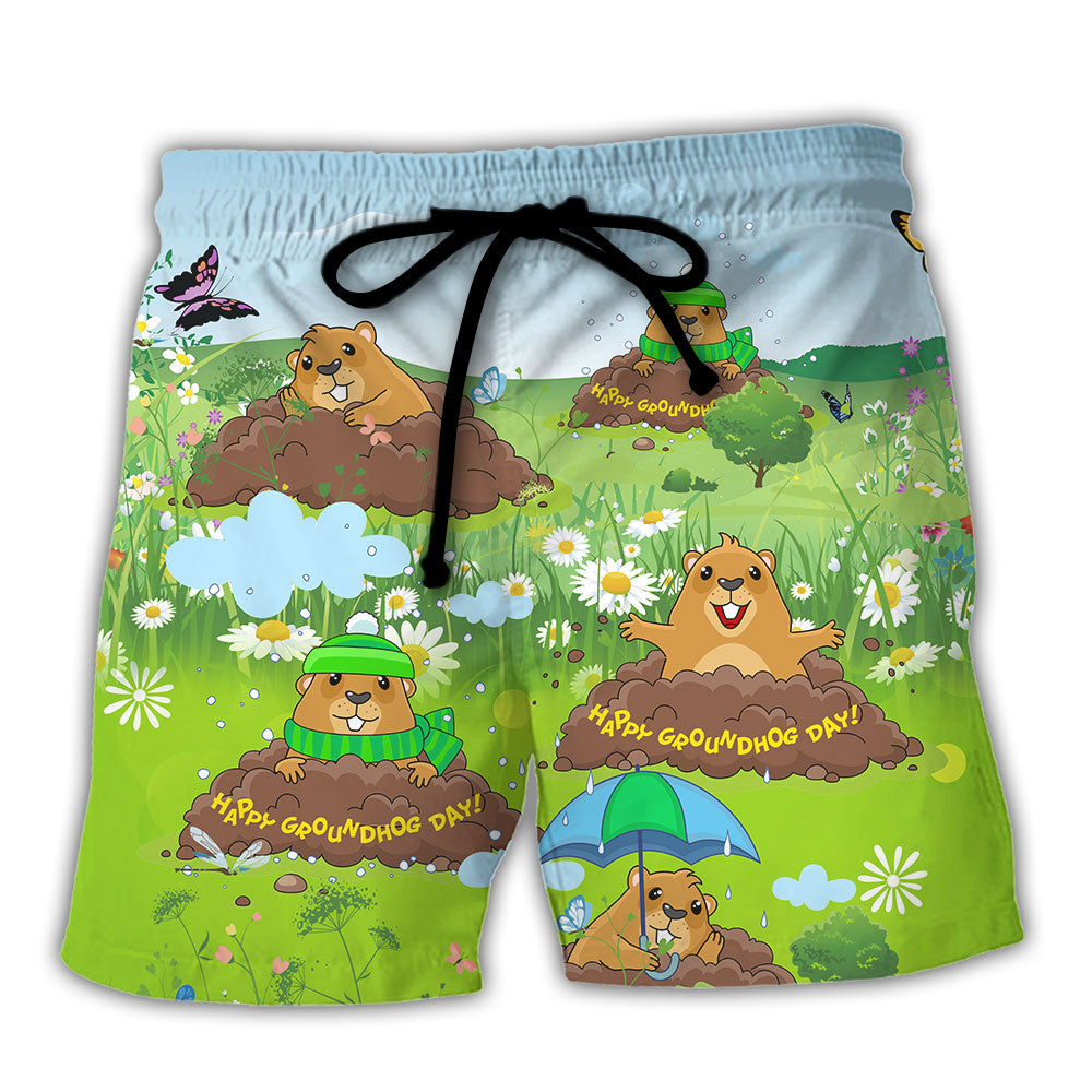 Groundhog Cute Spring Day Garden – Beach Short