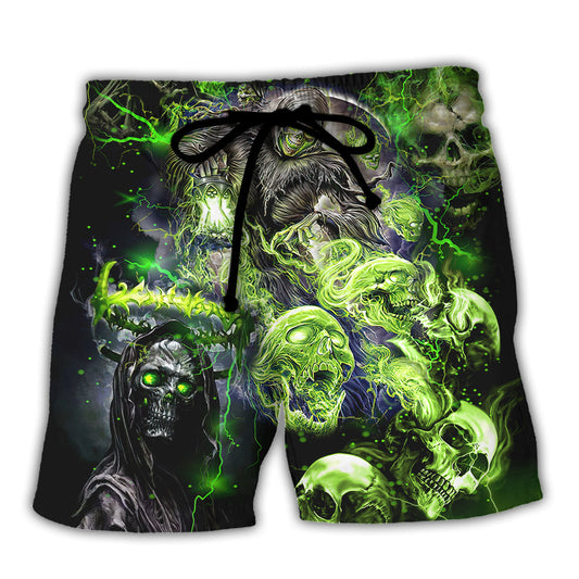 Skull I'm Never Alone Message With Dark Inner Strength - Beach Short