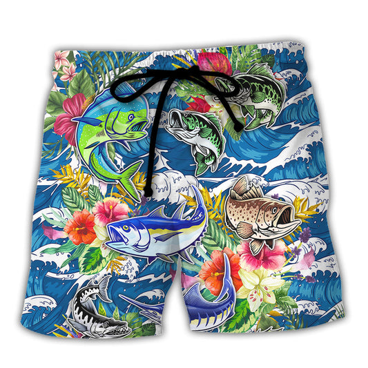 Fishing Born To Fish Hunting Inspired Tropical - Beach Short