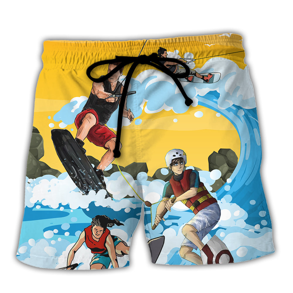 Wakeboarding Saved Me Funny Wakeboard Lover - Beach Short