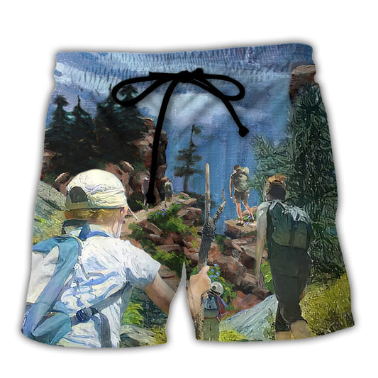 Hiking Is The Answer Funny Outdoor Quote – Beach Short