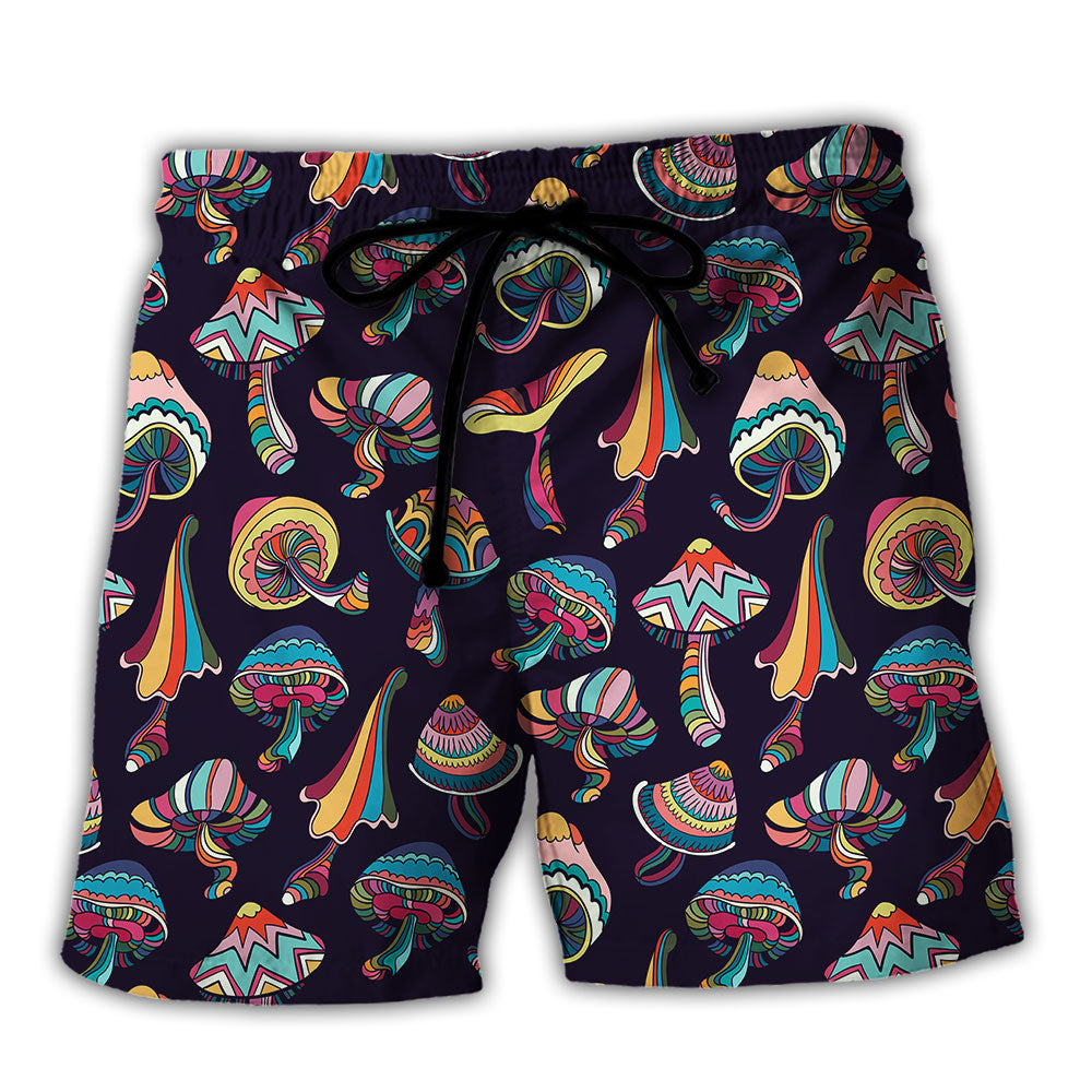 Hippie Mushroom Peace Life Art - Beach Short