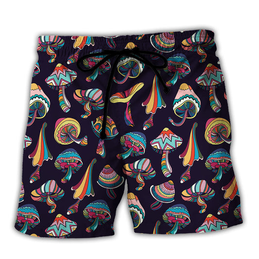 Hippie Mushroom Peace Life Art - Beach Short