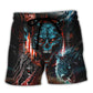 Wolf Skull Graphic With Strong Lone Warrior Attitude – Beach Short