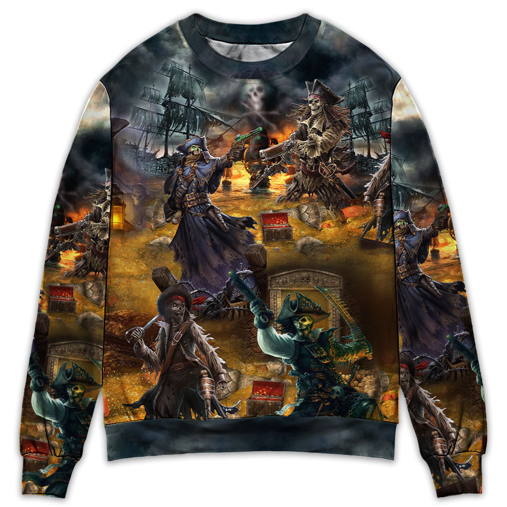 Pirate Skull Treasure Hunting Style – Sweater - Ugly Christmas Sweater