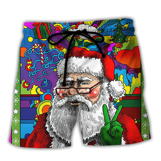 Hippie Santa Funny Christmas Style – Beach Short
