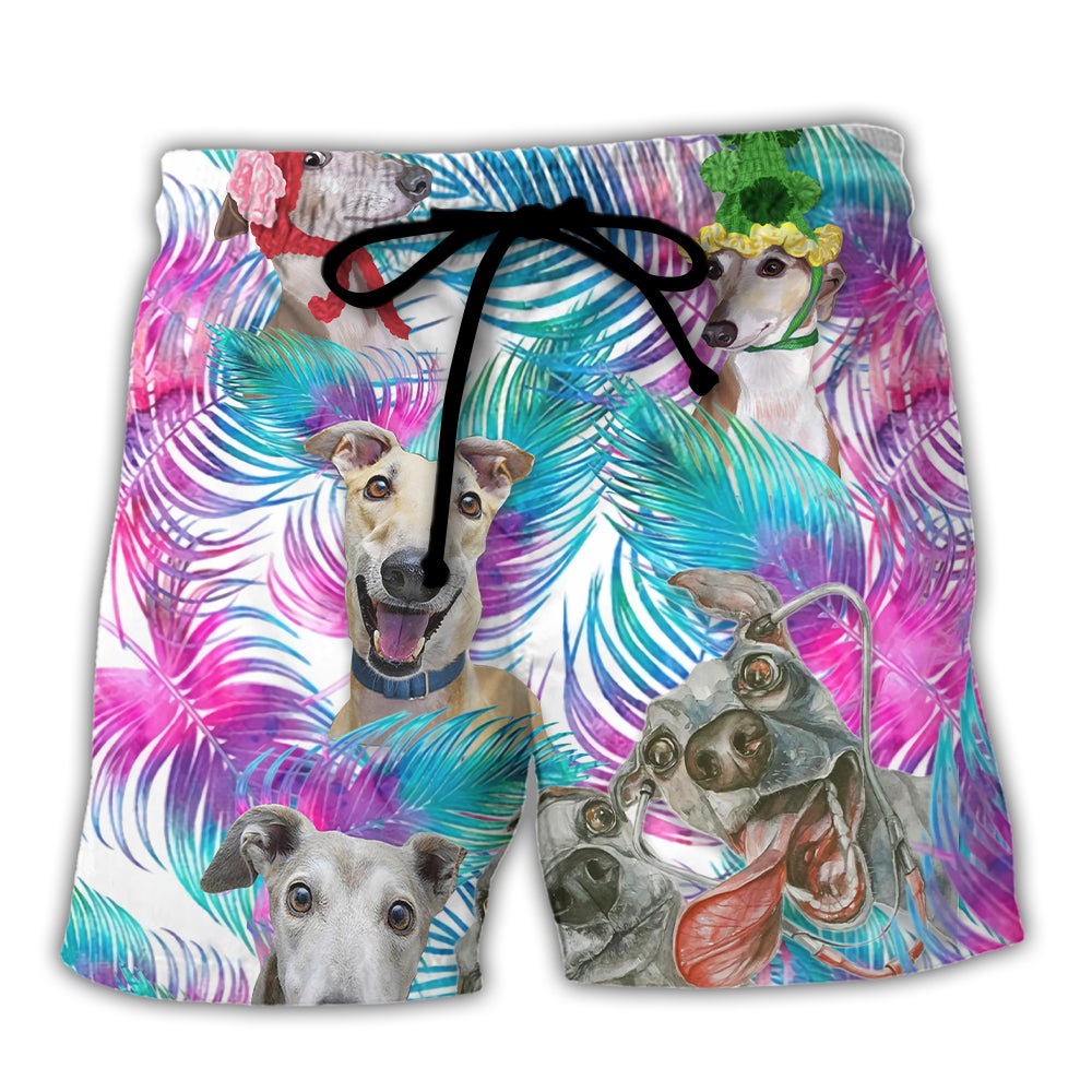 Greyhound Tropical Leaf Art Style – Beach Short