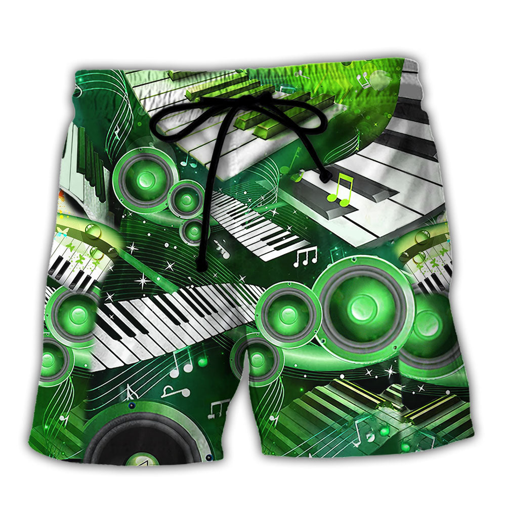 Piano Music Green Art Style – Beach Short