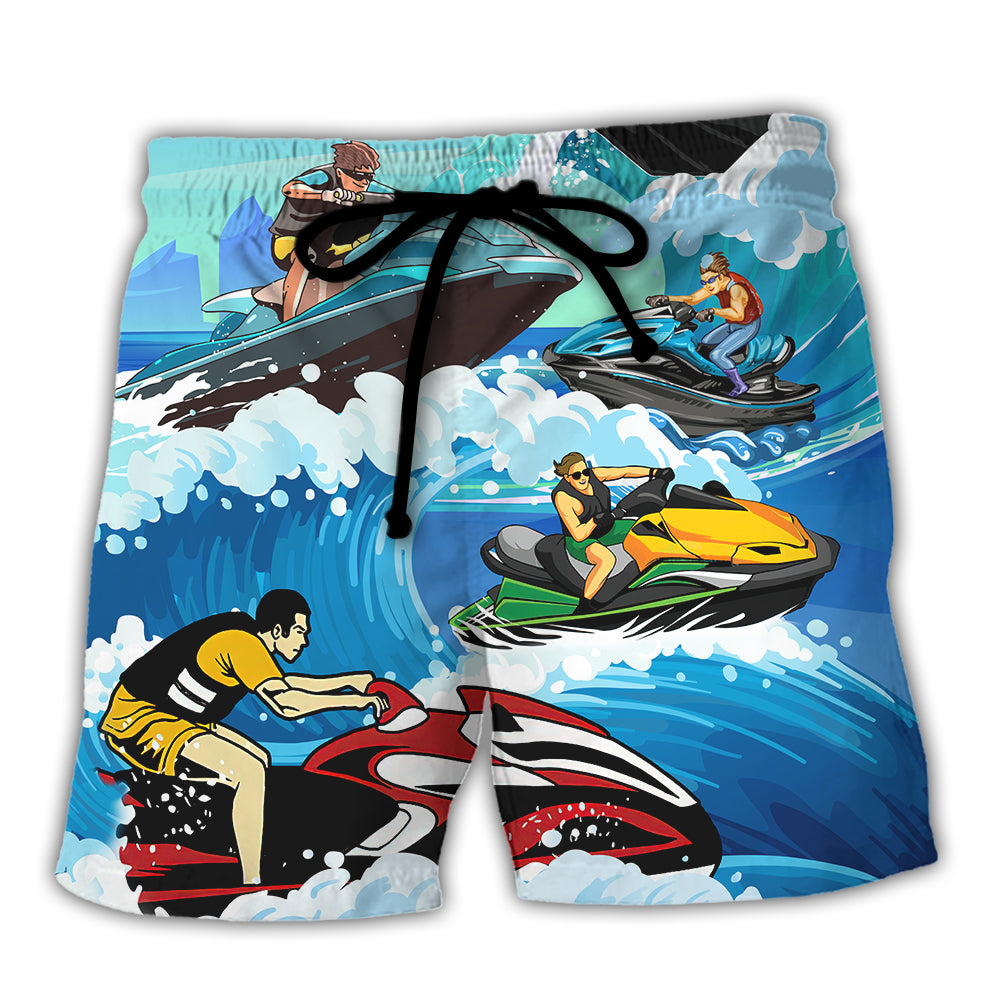 Jet Ski Funny Saved Me Quote Jet Ski Lover - Beach Short