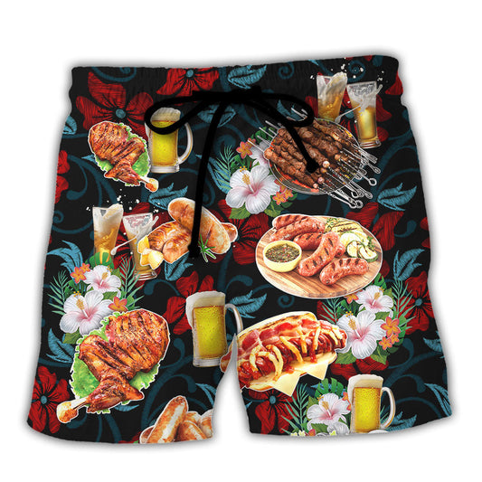 BBQ Big Racks Rubbed Butt Pulled Pork Funny Grill - Beach Short