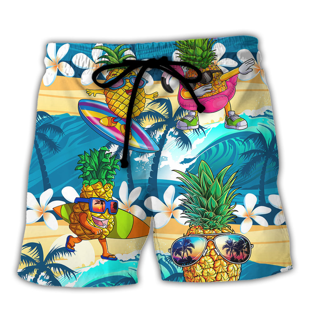 Surfing Funny Pineapple Surf Instead Of Walking Humor – Beach Short