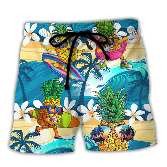 Surfing Funny Pineapple Surf Instead Of Walking Humor – Beach Short