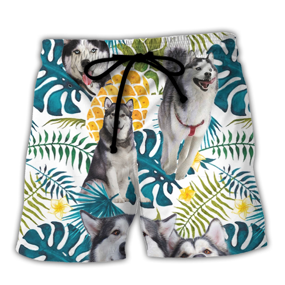 Husky Funny Tropical Leaf Style – Beach Short