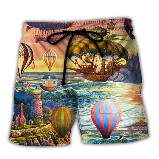 Air Balloon Steampunk Travel Art – Beach Short