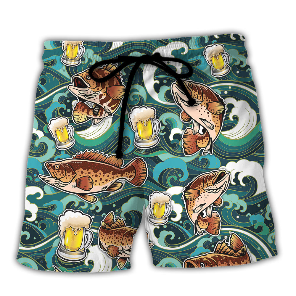 Fishing Beer Fishing Fixes Problems Beer Helps The Rest - Beach Short