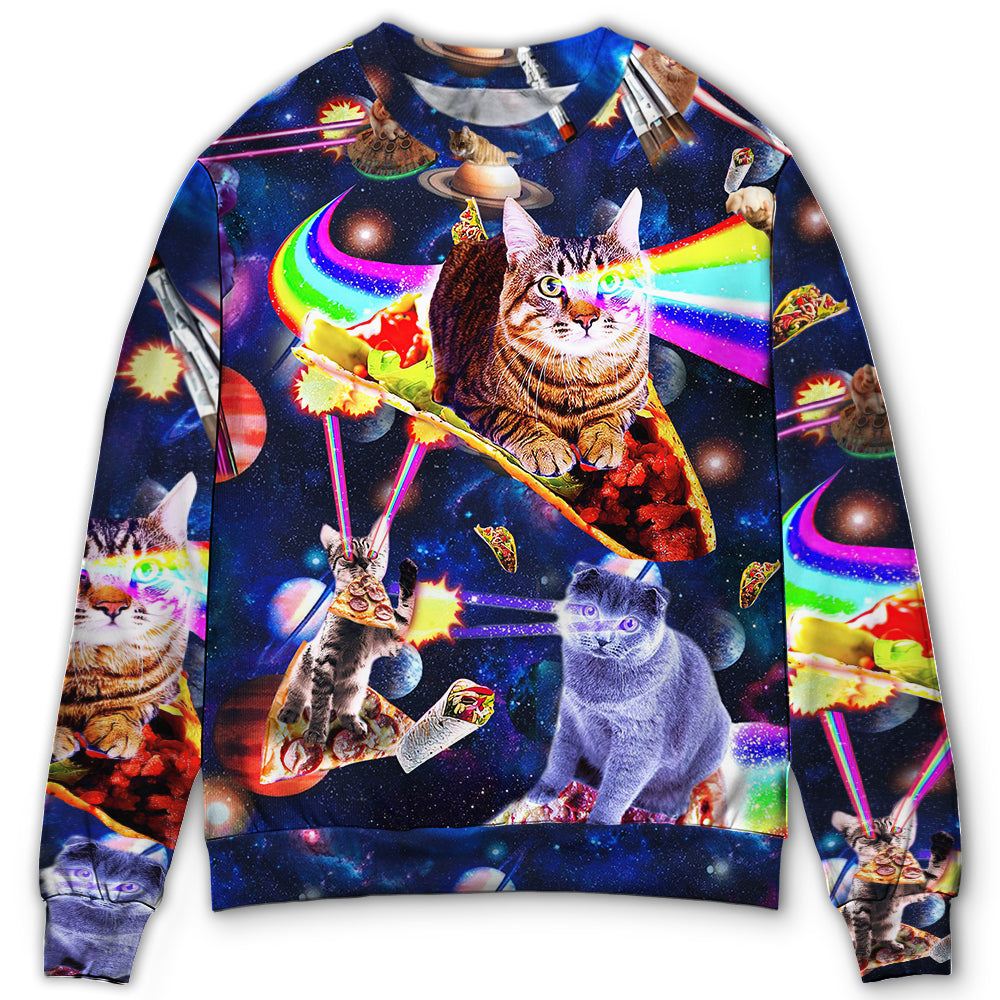 Space Galaxy Cat Food Ride – Sweater - Ugly Christmas Sweater