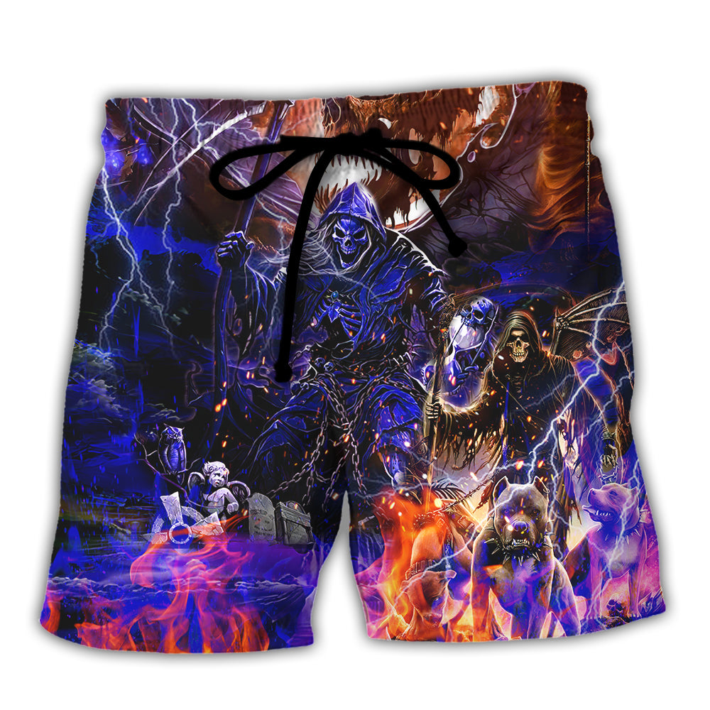 Skull Hell And Devil Inspired Graphic With Bold Attitude – Beach Short