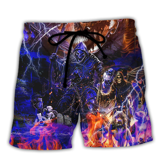 Skull Hell And Devil Inspired Graphic With Bold Attitude – Beach Short