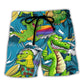 Surfing Crocodile Learn To Surf Wave Humor – Beach Short