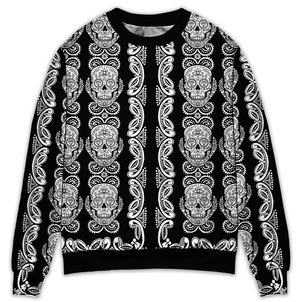 Black And White Diamond Skull Pattern – Sweater - Ugly Christmas Sweater