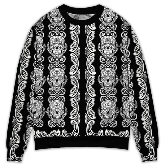 Black And White Diamond Skull Pattern – Sweater - Ugly Christmas Sweater