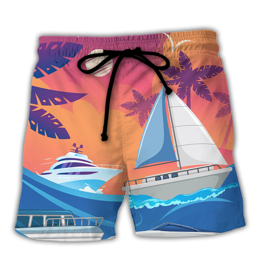 Yachting Saved Me Funny Yacht Lover - Beach Short