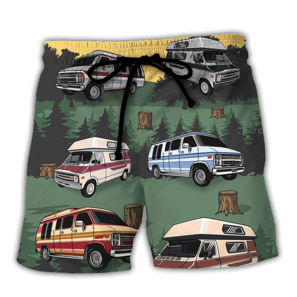 RV Life Funny Saved Me Camping Quote - Beach Short