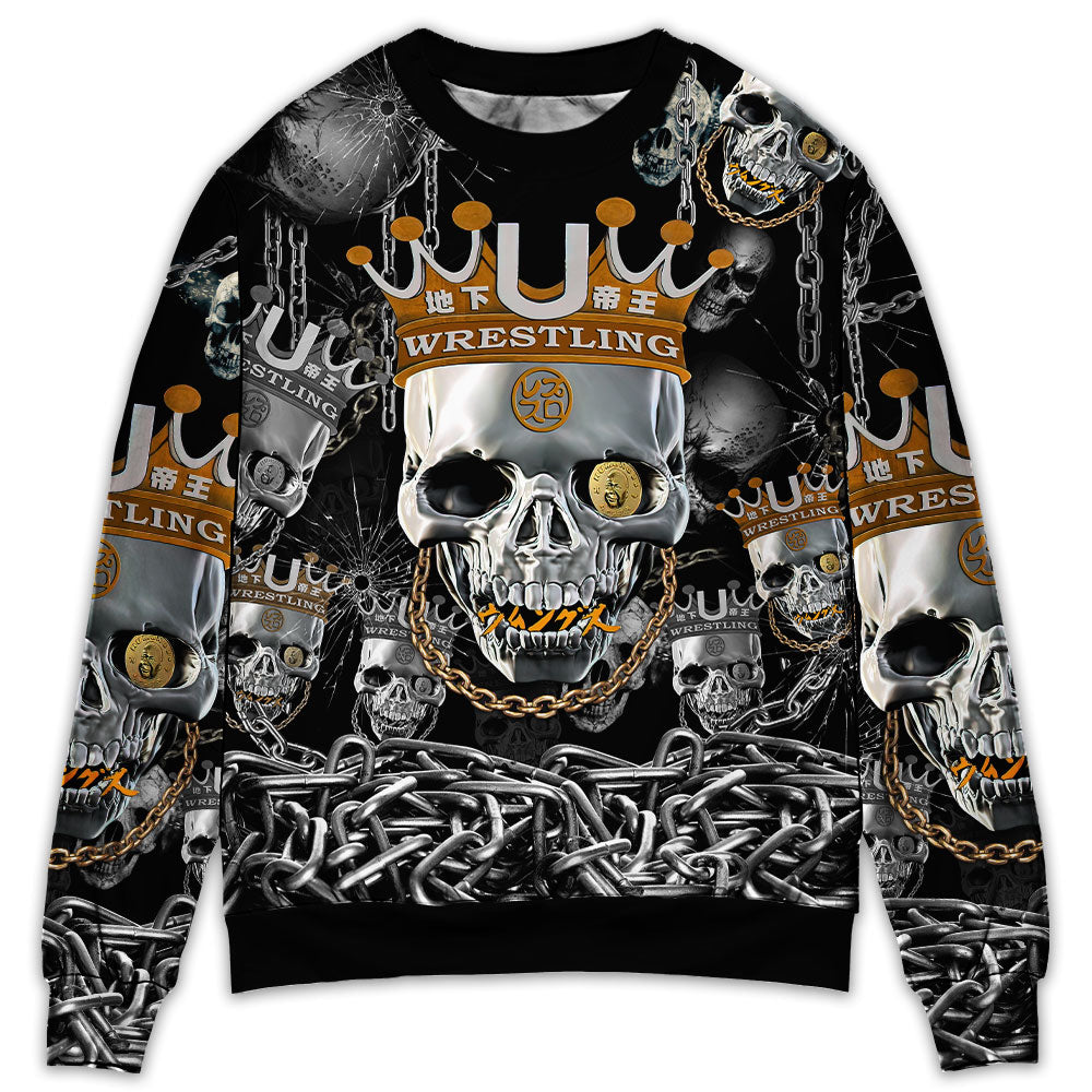 Blue Smoke Flaming Skull Art – Sweater - Ugly Christmas Sweater