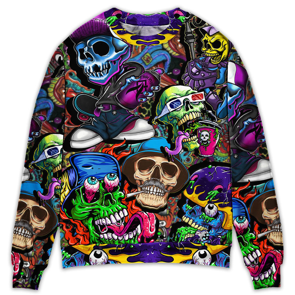 Colorful Mix Skull Art Style – Sweater - Ugly Christmas Sweater